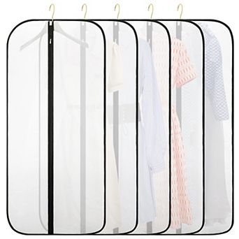 5 Pack Hanging Garment Bags Plastic Dustproof Covers with Zipper for Closet Storage