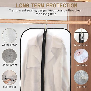 5 Pack Hanging Garment Bags Plastic Dustproof Covers with Zipper for Closet Storage