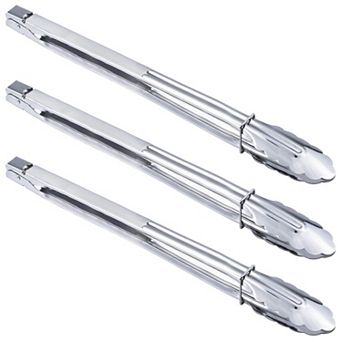 Stainless Steel Serving Tongs 12 Inch 3 Pack for Cooking Grilling Camping Barbecue