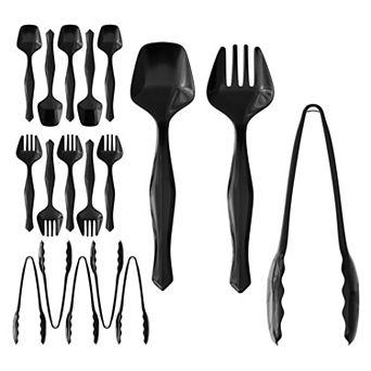 18 Pack Disposable Serving Utensils Set Heavy Duty Spoons Forks Tongs for Parties