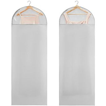 66 Inch Garment Bags 2 Pack for Hanging Clothes Long Dress Storage Travel with Side Zip Clear Window
