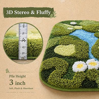 3D Moss Tufted Bath Mat Non Slip Water Absorbent Microfiber Bathroom Rug