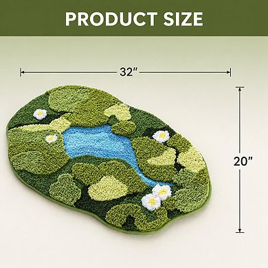 3D Moss Tufted Bath Mat Non Slip Water Absorbent Microfiber Bathroom Rug