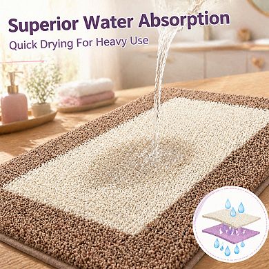 Bathroom Rugs Non-slip Extra Soft Absorbent Machine Washable Quick Dry Mats For Shower Bathtub Sink