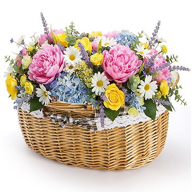 Wicker Picnic Basket Double Folding Handles Empty Gift Easter Willow Hamper