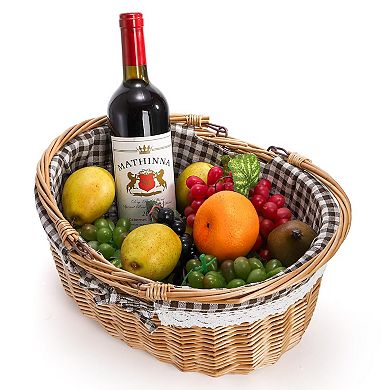 Wicker Picnic Basket Double Folding Handles Empty Gift Easter Willow Hamper