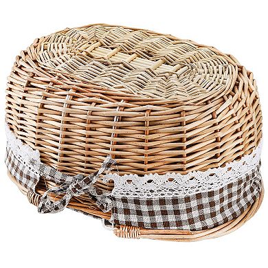 Wicker Picnic Basket Double Folding Handles Empty Gift Easter Willow Hamper