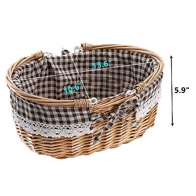 Wicker Picnic Basket Double Folding Handles Empty Gift Easter Willow Hamper