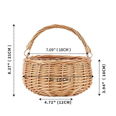 Small Wicker Picnic Basket with Handle for Weddings Garden Home Decor Storage
