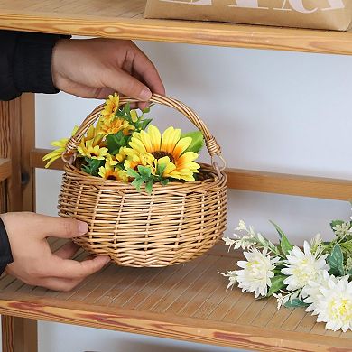Small Wicker Picnic Basket with Handle for Weddings Garden Home Decor Storage