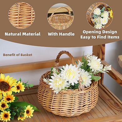 Small Wicker Picnic Basket with Handle for Weddings Garden Home Decor Storage