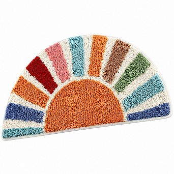 Boho Half Circle Bath Mat Soft Absorbent Non Slip Washable Decor Rug