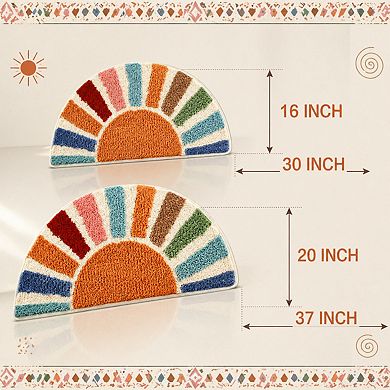 Boho Half Circle Bath Mat Soft Absorbent Non Slip Washable Decor Rug