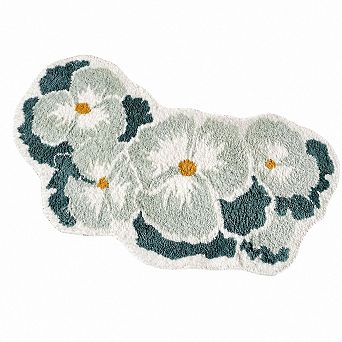 Curved Flower Shaped Bath Rug Non-slip Water Absorbent Plush Machine Washable