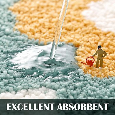 Curved Flower Shaped Bath Rug Non-slip Water Absorbent Plush Machine Washable