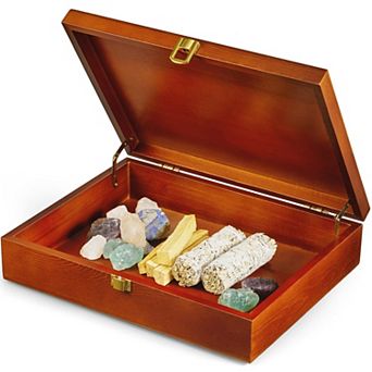 Acacia Wooden Decorative Box Hinged Lid Metal Lock Small Keepsake Organizer Gift