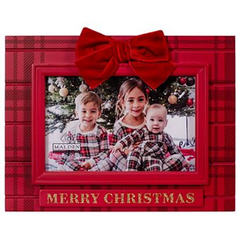 Malden Merry Christmas Checkered 4x6 Frame with Velvet Bow