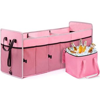 Car Trunk Organizer Cooler Bag 2 Compartment Collapsible Storage SUV