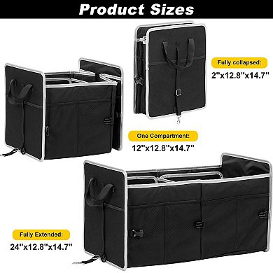 Car Trunk Organizer Cooler Bag 2 Compartment Collapsible Storage SUV
