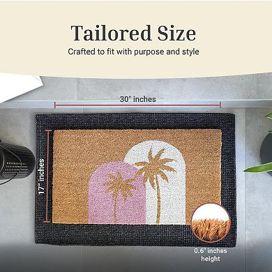 Door Mat Sunset Palms 17"x30" Non-Slip Backing Durable Coir Indoor Outdoor Entryway