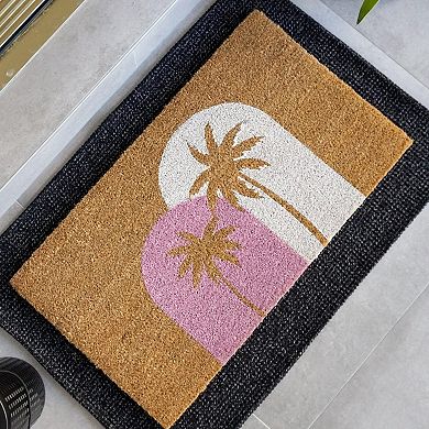 Door Mat Sunset Palms 17"x30" Non-Slip Backing Durable Coir Indoor Outdoor Entryway