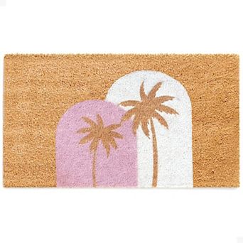 Door Mat Sunset Palms 17"x30" Non-Slip Backing Durable Coir Indoor Outdoor Entryway