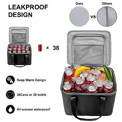 Car Trunk Organizer With Lid Removable Leakproof Cooler 6 Dividers Collapsible SUV Storage