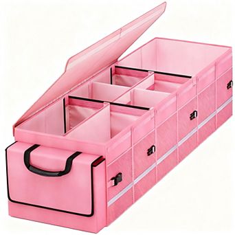 Car Trunk Organizer With Lid Removable Leakproof Cooler 6 Dividers Collapsible SUV Storage