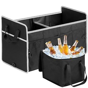 Car Trunk Organizer Cooler Bag 2 Compartment Collapsible Storage SUV