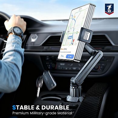 Car Cup Holder Tablet Mount 15" Height Adjustable Device Travel Accessory