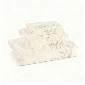 3 pc Plush Cotton Bath Towel Set Decorative Bathroom Hand Washcloths