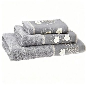 3 pc Plush Cotton Bath Towel Set Decorative Bathroom Hand Washcloths