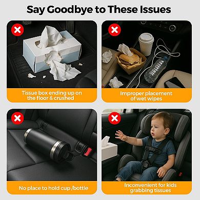 Car Tissue Holder Seat Organizer Cup Holder Headrest Storage Large Box 100-130 Tissues