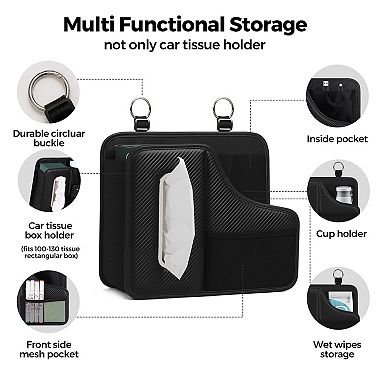 Car Tissue Holder Seat Organizer Cup Holder Headrest Storage Large Box 100-130 Tissues
