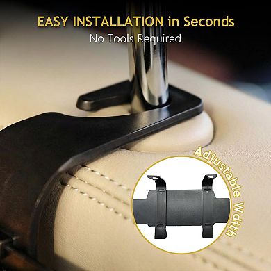 Backseat Car Organizer 4-in-1 Tissue Box Cup Holders Phone Stand Hooks Storage