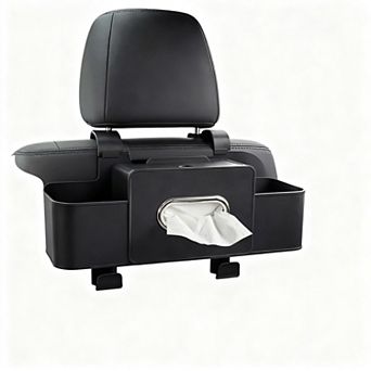 Backseat Car Organizer 4-in-1 Tissue Box Cup Holders Phone Stand Hooks Storage
