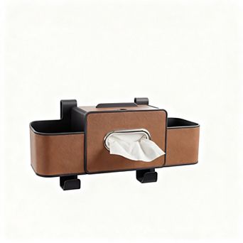Backseat Car Organizer 4-in-1 Tissue Box Cup Holders Phone Stand Hooks Storage