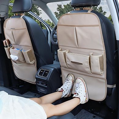 Car Backseat Organizer Seat Storage Bag Holders Water Resistant Kick Mat Protector