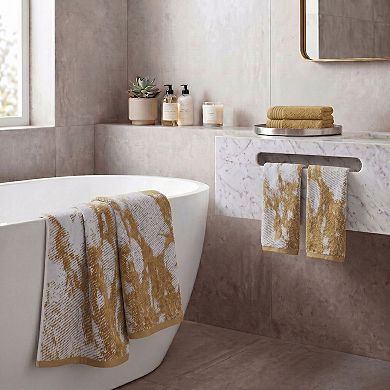 SUPERIOR Marble & Solid Jacquard 6-Piece Cotton Towel Set