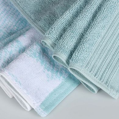 SUPERIOR Marble & Solid Jacquard 3-Piece Cotton Towel Set
