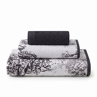 SUPERIOR Marble & Solid Jacquard 3 pc Cotton Towel Set