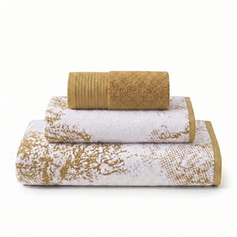 SUPERIOR Marble & Solid Jacquard 3 pc Cotton Towel Set