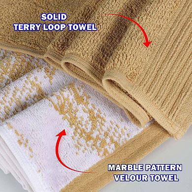 SUPERIOR Marble Design Absorbent Oversized Towel Set of 2