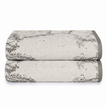 SUPERIOR Marble Design Absorbent Oversized Towel Set of 2
