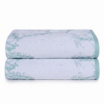 SUPERIOR Marble Design Absorbent Oversized Towel Set of 2