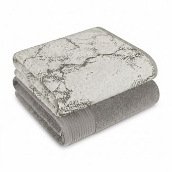 SUPERIOR Marble Design Absorbent Oversized Towel Set of 2