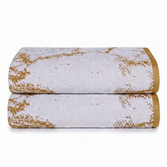 SUPERIOR Marble Design Absorbent Oversized Towel Set of 2