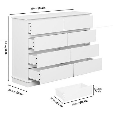 8 Drawer Dresser for Bedroom with Wide Top, Large Double Chest for Closet