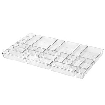 25 pc Clear Plastic Drawer Organizers Set