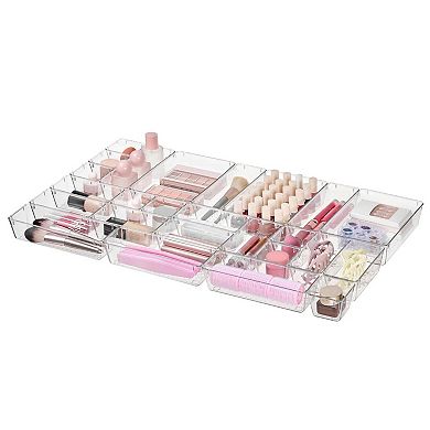 25 Piece Clear Plastic Drawer Organizers Set